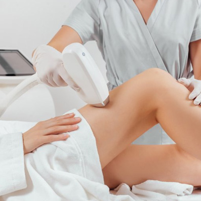 a patient undergoing hair removal laser treatment